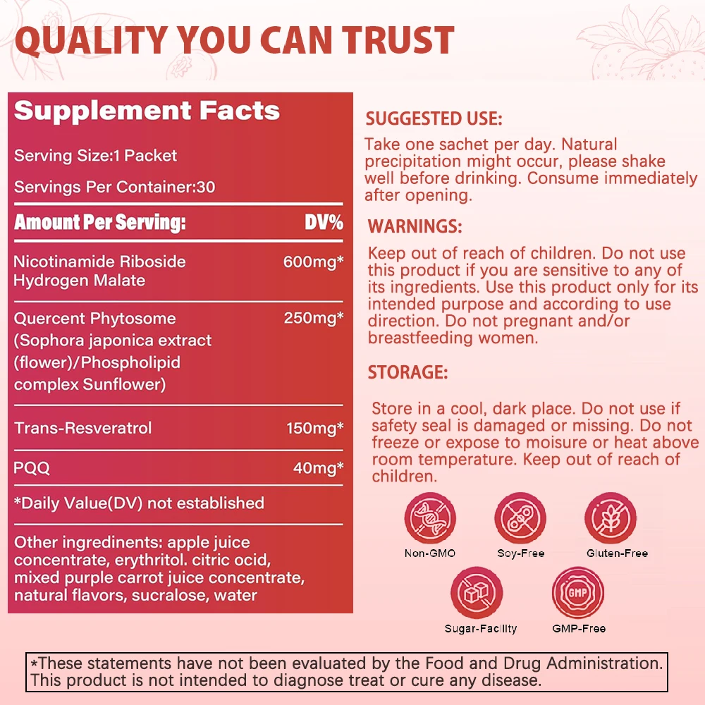 ZOOONE NAD+ supplement facts and usage directions